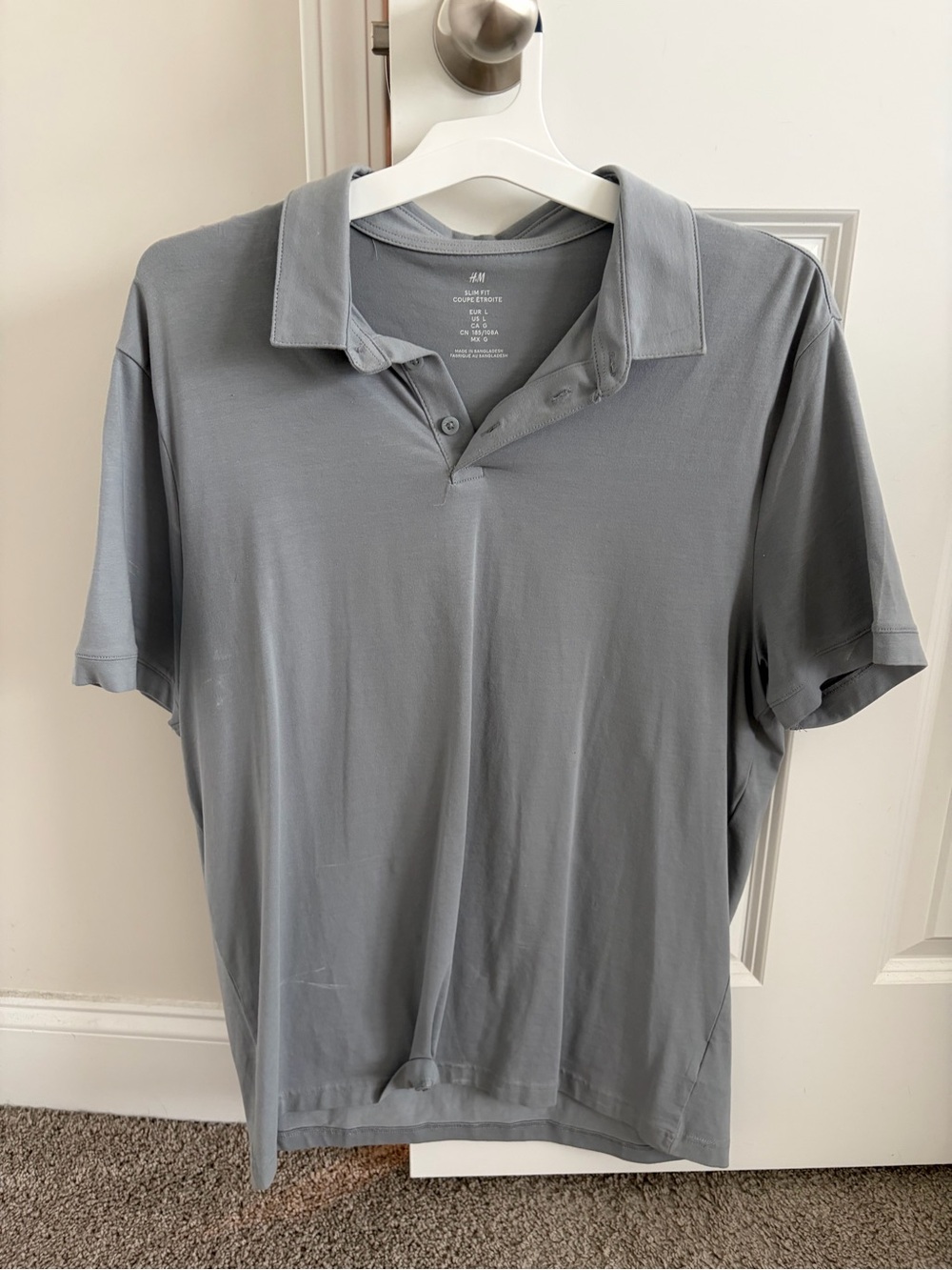 H&M Men's Gray Polo Shirt - slim fit